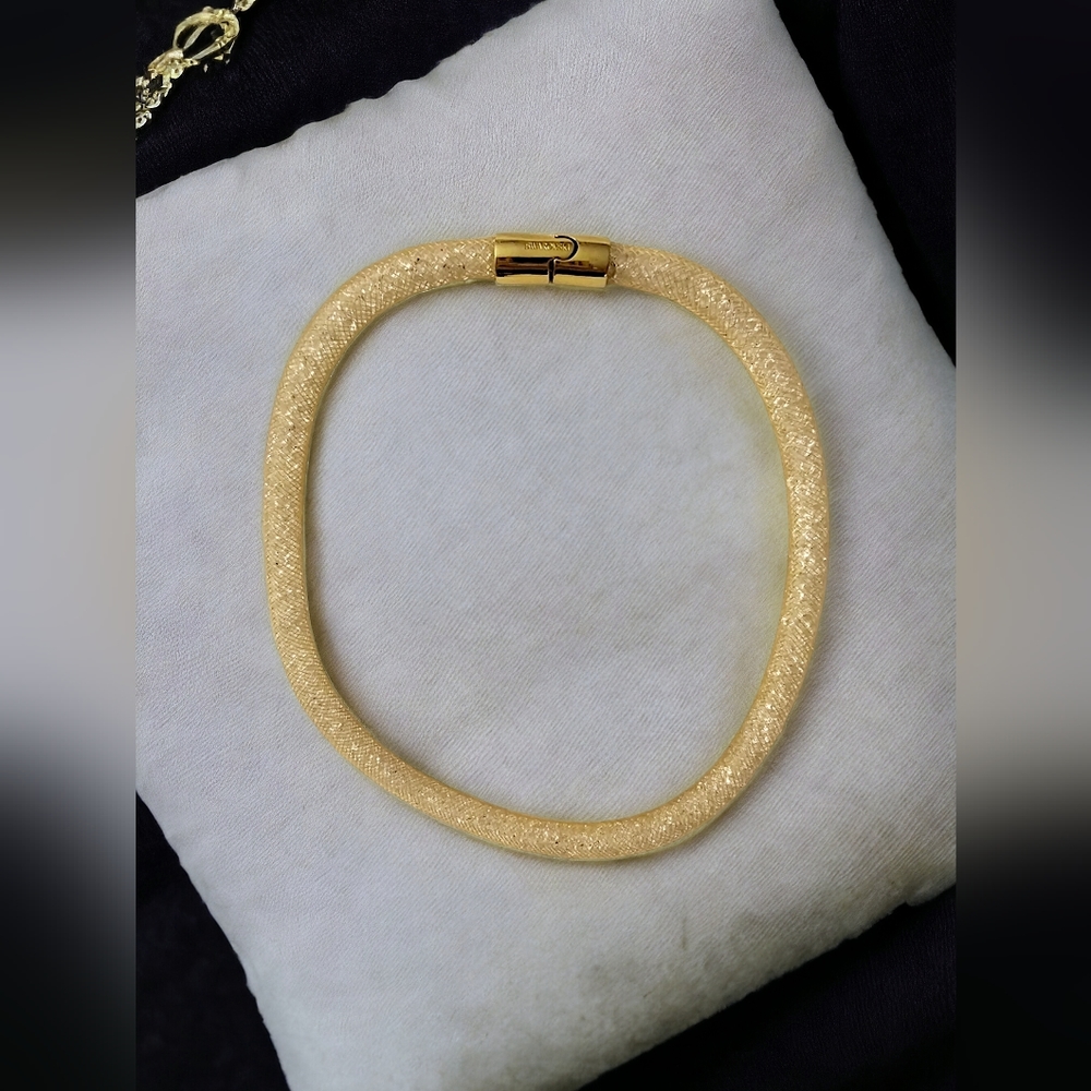 Swarovski Golden Stardust Crystal Mesh Necklace - Picture 2 of 6